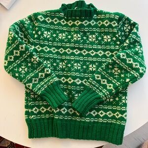 Hand Knit Green Patterned Child’s Sweater